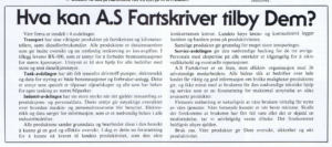 Faksimile fra Fartskriver AS internavis "i Farta" - Transport, tankavdeling, industriavdeling og serviceavdeling.